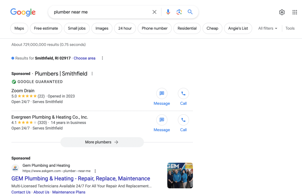 Google Ads show at top of search results