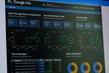 New york, USA - November 24, 2020: Google ads performance dashboard on laptop screen