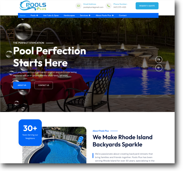 Pools Plus – Website Portfolio